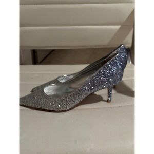 Nine‎ West Women's Silver Glitter Pointed Toe Stiletto Heels Size 9M
